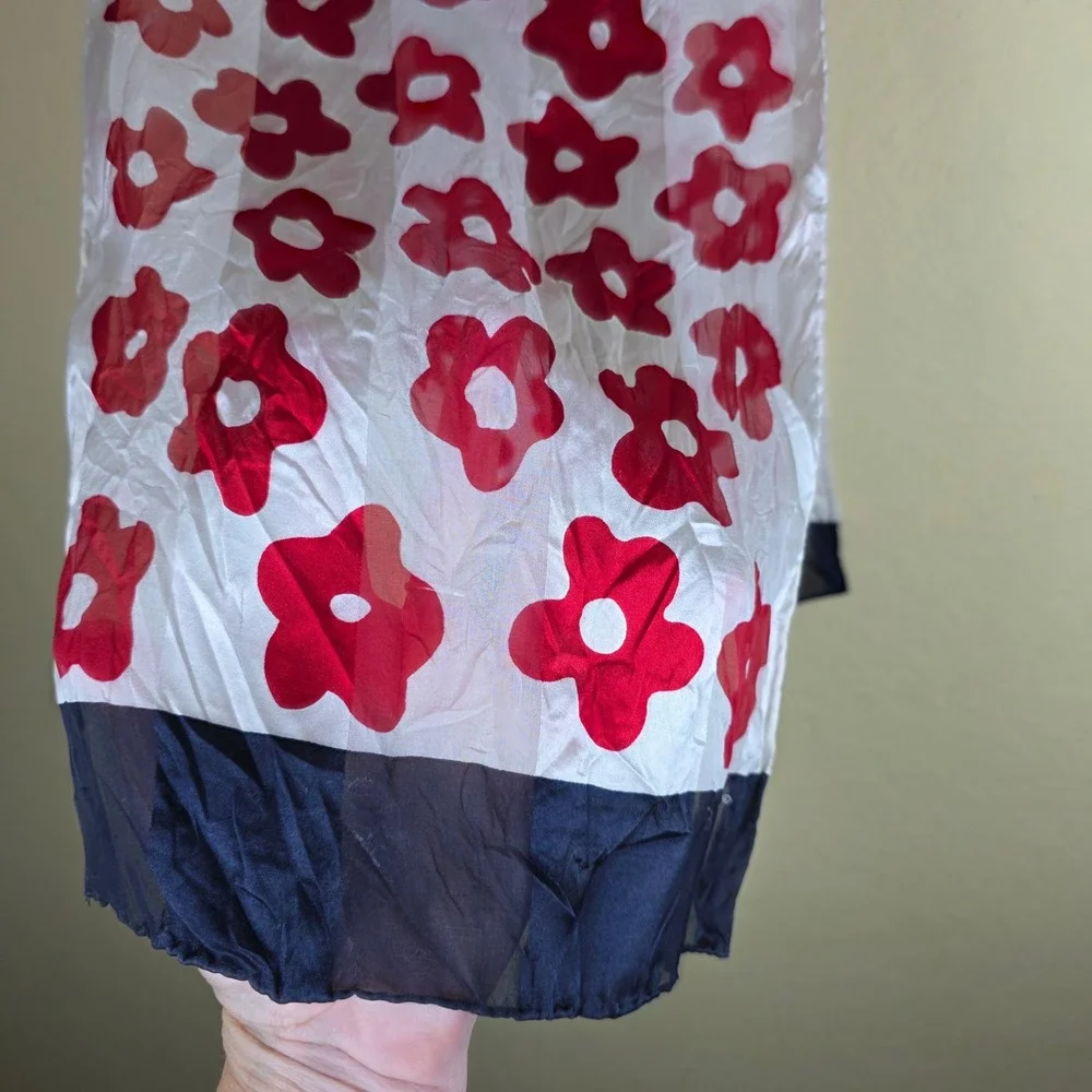 Echo Scarf Red White Navy Blue Floral Poppy Print pinup nautical retro Accessory